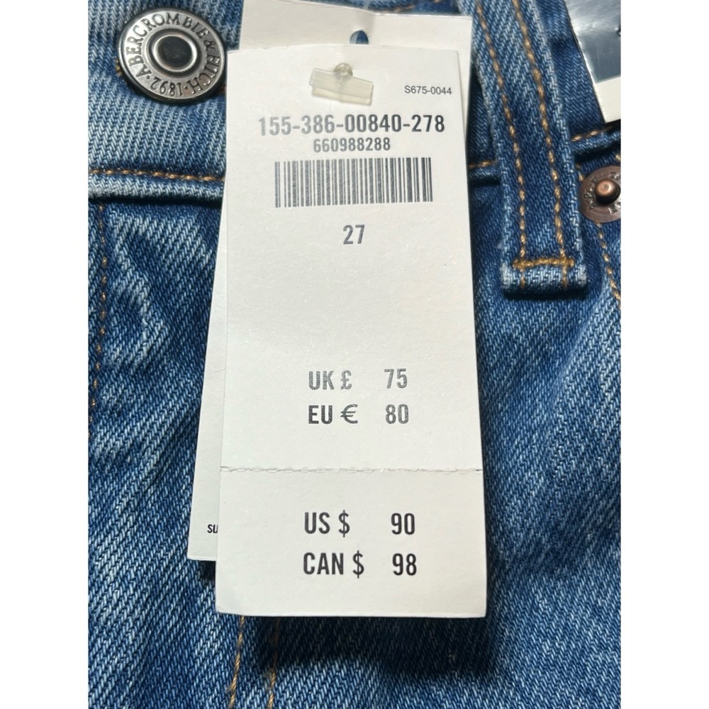 Abercrombie & Fitch The 90’s Relaxed High Rise jeans waist 27” NWT $90 - Picture 11 of 13